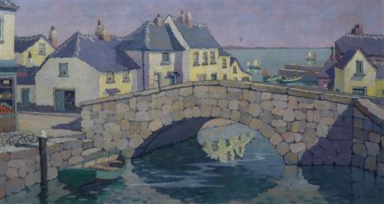 James P. Power (fl.1924-1938), oil on canvas, Scottish fishing village, signed, 41 x 74cm